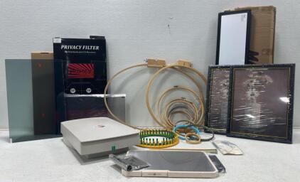 Privacy Filters, Embroidery Hoops, Whiteboard, Wall Art, Flatbed Scanner, and Office Lot. Perfect for any crafter!
