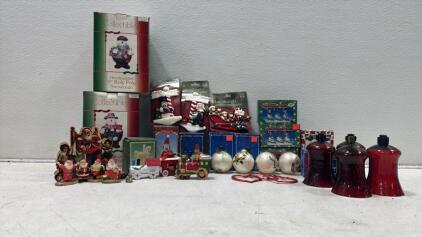 Vintage Christmas Ornaments Lot &ndash; Snowman Figurines, Lanterns, Clay Dough, Collectibles