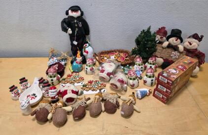 Assorted Christmas Holiday Decorations & Ornaments - Plush, Ceramic, and Miscellaneous