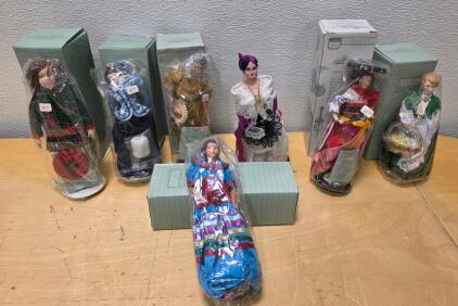 AVON International Dolls of the World Collection, Porcelain, 10" Tall, Original Packaging, 1980s-90s