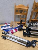 (3) Aluminum Tripod Camera Stands (3) Assorted Wooden Baby Gates (2) Wooden Wall Mount Shelves And More - 4