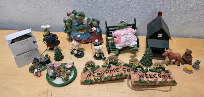 Sino, Inc. Frog Figurine Collection Lot - Wall Hangings, Tea Party, Animal Accents, Boxed
