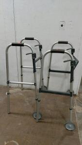 Invacare Dual-Release Folding Walkers with 5" Wheels, Adjustable Height, 300 lb Capacity