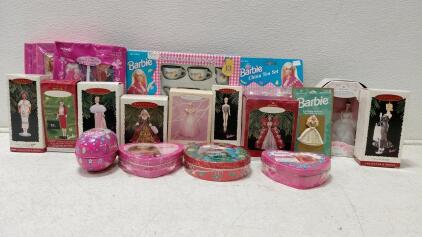 Barbie Hallmark Keepsake Ornament Lot, Collector&rsquo;s Series & Tea Set, Approx. 15+ Pieces, 1993&ndash;2002