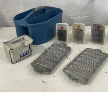 Cast Iron Cornbread Stick Pans, Storage Tote, Double Grip Nails, HandyPack Screws, Mixed Lot