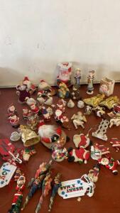 Large Lot of 40+ Vintage Christmas Ornaments & Figurines &ndash; Santa, Angels, Nativity, Animals