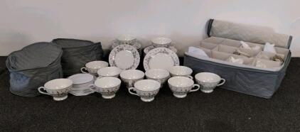 Style House "Picardy" Fine China Dinnerware Set &ndash; 12 Place Settings, Floral Design with Platinum Trim