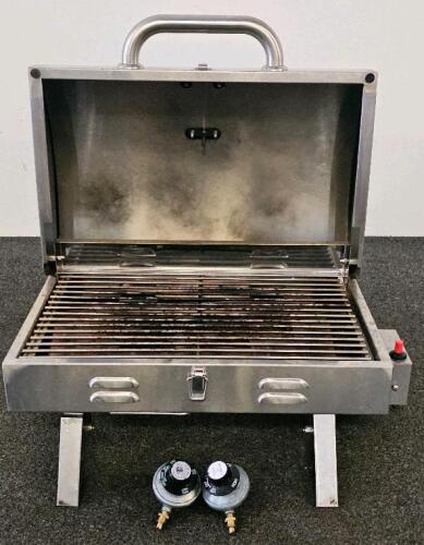 Cabela&rsquo;s Stainless Steel Portable Propane Grill With 2 Regulators, Folding Legs, Thermometer