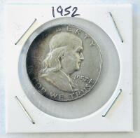 1952 S Franklin Half Dollar, 90% Silver, San Francisco Mint, Damage/Residue On Reverse