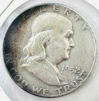 1952 S Franklin Half Dollar, 90% Silver, San Francisco Mint, Damage/Residue On Reverse - 2