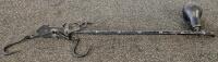 Antique 36" Steelyard Scale, 35 lb Capacity, Dual Iron Hooks, Black Counterweight, Early 1900s