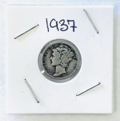 1937-D Mercury Dime, 90% Silver, Denver Mint, Circulated Condition