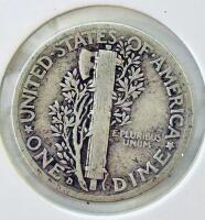 1937-D Mercury Dime, 90% Silver, Denver Mint, Circulated Condition - 3