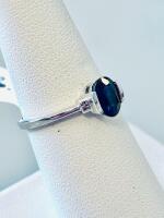 1.07Ct Oval Blue Sapphire Solitaire Silver Ring, Inventory K12E5 Size 6.5 - 4