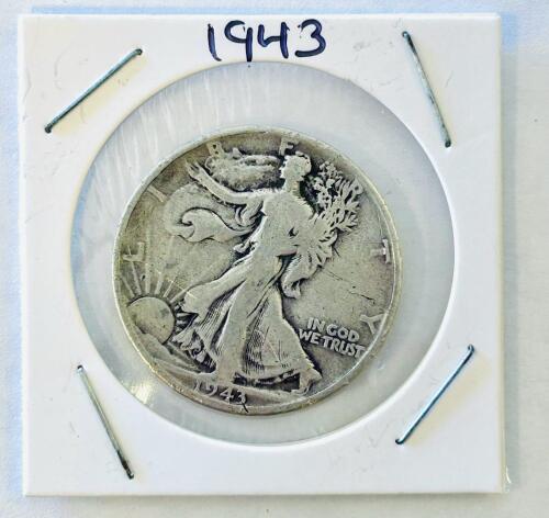 1943 Walking Liberty Half Dollar, 90% Silver, U.S. Mint, Circulated