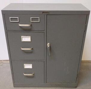 Unifile Steel File Cabinet With Integrated Combination Safe, 3 Drawers, Grey