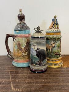 Budweiser Bald Eagle German Stein 1991, Birds Of Prey Series, Pewter Lid, 0.5L Ceramic