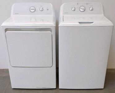 Hotpoint Top Load Washer & Electric Dryer Set, 3.8 Cu Ft/6.2 Cu Ft, Vented, White