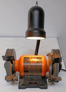 WEN 4276 6-in Bench Grinder with Lamp, 1/3 HP, 3450 RPM, 120V, Cast Iron Base, Complete