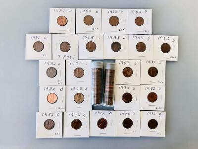 U.S. Lincoln Cent Collection- (1958-1982), Multiple 1982-D Bronze/Zinc Varieties, S Mints, In Flips & Tubes