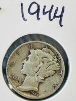1942 & 1944 U.S. Mercury Dimes &ndash; 90% Silver, Winged Liberty Head, Circulated, 10&cent; - 3
