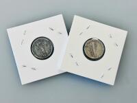 1942 & 1944 U.S. Mercury Dimes &ndash; 90% Silver, Winged Liberty Head, Circulated, 10&cent; - 4