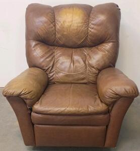 Manual Lever Recliner, Brown Leather, Standard Weight Capacity