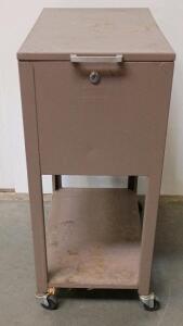 Locking Metal Rolling Storage Cart with Top Compartment & 4 Casters