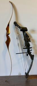 Clipper Recurve Bow 68" Laminated Wood & Rebark By HK Compound Bow, Camo, Fiber Optic Sight