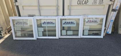 Alside Vinyl Double-Hung Replacement Windows, 24"x24", White, 4-Lite Grid, Qty 4