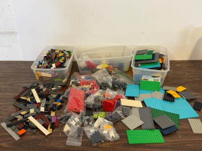 LEGO Blocks&ndash; Plates, Bricks, Technic, Bionicle Parts, 3 Bins, 1,500+ Pieces, Assorted Colors