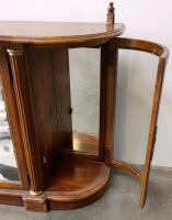 Antique Curved Glass Display Cabinet With Mirrored Back and Brass Accents - 2