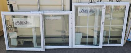 Alside Vinyl Replacement Windows, Double Hung, Colonial Grid Option, White, Set Of 4
