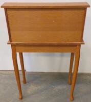 Small Oak Roll-Top Desk With Tambour Cover, Storage Drawers, Pigeonholes, Queen Anne Legs - 4