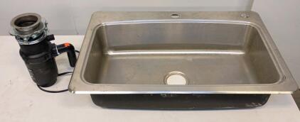 Single Bowl Stainless Steel Kitchen Sink With Moen GXP50C 1/2 HP Garbage Disposal