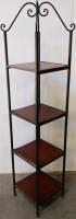 5-Tier Metal & Wood Corner Shelf Unit, Decorative Scrollwork, Black Frame - 3