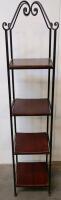 5-Tier Metal & Wood Corner Shelf Unit, Decorative Scrollwork, Black Frame - 4