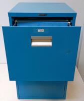Blue Steel Two-Drawer Filing Cabinet, Letter-Size File, With Hanging Folders - 3