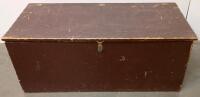 Large Brown Wooden Storage Trunk Chest, Metal Latch, Hinged Lid, Solid Wood