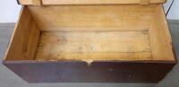 Large Brown Wooden Storage Trunk Chest, Metal Latch, Hinged Lid, Solid Wood - 2