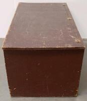 Large Brown Wooden Storage Trunk Chest, Metal Latch, Hinged Lid, Solid Wood - 3
