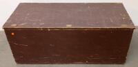 Large Brown Wooden Storage Trunk Chest, Metal Latch, Hinged Lid, Solid Wood - 5