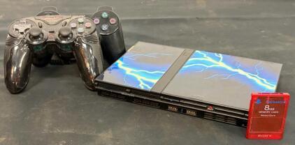 Sony PlayStation 2 SCPH-30001 & SCPH-70012 Bundle: 4 Controllers, 8MB Memory Card, Cables