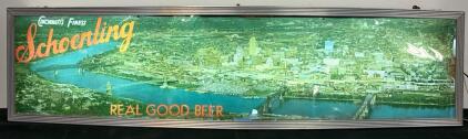 Vintage Schoenling Beer Illuminated Bar Sign With Cincinnati Cityscape