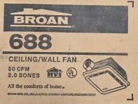 Broan 688 Ceiling/Wall Fan (Confirmed Functional), Lawnmower Bag, Long Handle Rake, Collapsible Metal Rake, Duracraft Standing Fan (Confirmed Functional, Does Not Have Base), Closet Hook Pole (Still In Bag), U-Haul Queen Size Mattress Bag, Two Bench Brush - 3