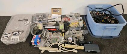 Rug Pad (93.5"x23.5"), Two Surge Protectors (Confirmed Functional), Craig Cable Box (Confirmed Functional), Set Of Doorknobs, And More