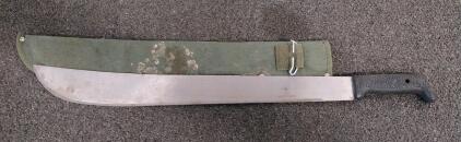 JADE 22" Latin-Style Machete, Carbon Steel Blade, Canvas Sheath, Made In China