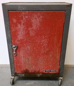 Test Rite Rolling Metal Storage Cabinet, 2 Red/Black, Hinged Lockable Door