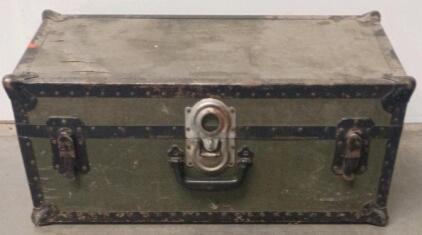Vintage Military-Style Storage Trunk with Camping Accessories