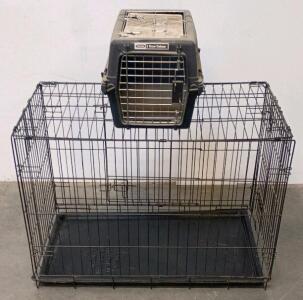 Large Wire Dog Crate, Double-Door, Black & Small Cat Carrier